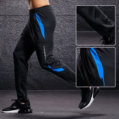 Pantalon sport homme - MenSportPants™ - Noir&Bleu