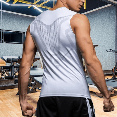 Haut de Compression - GymSleevelessShirt™ - Blanc