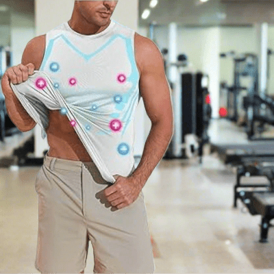 Haut de Compression - GymSleevelessShirt™ - Blanc Néon